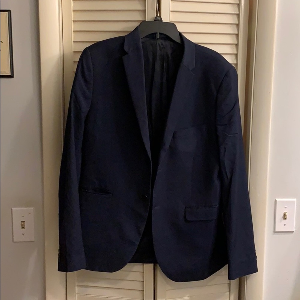 H&M Skinny Fit Blazer Navy Blue